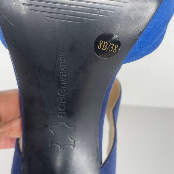 BCBGeneration Idalaha Blue 2-Tone Colorblock Open Toe Heel Shoes Sz 8.5 Party - Picture 8 of 11